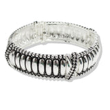 107308, BALL TEXTURED ACCENT METAL STRETCH BRACELET