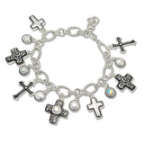 108015, FILIGREE CROSS MULTI CHARM BRACELET