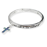 107180, BLESSED SCRIPTURE CROSS CHARM STRETCH BRACELET