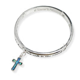 107180, BLESSED SCRIPTURE CROSS CHARM STRETCH BRACELET