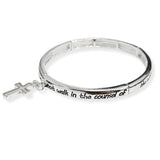 107180, BLESSED SCRIPTURE CROSS CHARM STRETCH BRACELET