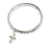 107180, BLESSED SCRIPTURE CROSS CHARM STRETCH BRACELET