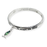 107181, SERENITY PRAYER SCRIPTURE ICHTHYS FISH CHARM STRETCH BRACELET