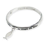 107181, SERENITY PRAYER SCRIPTURE ICHTHYS FISH CHARM STRETCH BRACELET