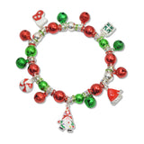 108012, GNOME CHRISTMAS HAT SOCKS CANDY JINGLE BELL CHARM STRETCH BRACELET