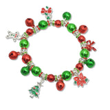 108013, CHRISTMAS TREE GINGERBREAD MAN CANDY CANE JINGLE BELL CHARM STRETCH BRACELET