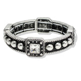 107584, WESTERN SQUARE ACCENT BALL TEXTURED STRETCH BRACELET