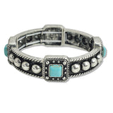 107584, WESTERN SQUARE ACCENT BALL TEXTURED STRETCH BRACELET