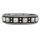 108568, WESTERN SQUARE RHINESTONE TURQUOISE STONE ACCENT STRETCH BRACELET