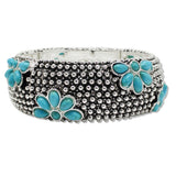 108567, WESTERN TURQUOISE FLOWER ACCENT STRETCH BRACELET