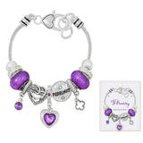 108675, BIRTH MONTH BIRTHSTONE BEAD CHARM BRACELET