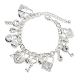 108569, HEART LOCK KEY MULTI CHARM BRACELET