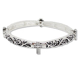 108571, CROSS ACCENT FILIGREE METAL STRETCH BRACELET