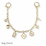 107288, CLOVER CROSS PEARL MULTI BAG CHARM KEYCHAIN