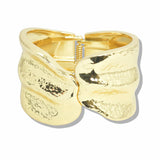 107682, HAMMERED TEXTURE CURVED OPEN BANGLE BRACELET