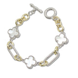 107971, TRIPLE CLOVER ACCENT DESIGNER INSPIRED TOGGLE BRACELET