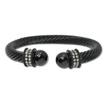 108640, PEARL WITH CRYSTAL RHINESTONE ACCENT CABLE CUFF BRACELET