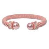 108640, PEARL WITH CRYSTAL RHINESTONE ACCENT CABLE CUFF BRACELET