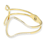 107279, PAVE RHINESTONE ACCENT STAINLESS STEEL BANGLE BRACELET