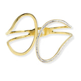 107279, PAVE RHINESTONE ACCENT STAINLESS STEEL BANGLE BRACELET