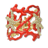 108642, OCEAN SEA LIFE STARFISH CORAL BRANCH HINGED BRACELET