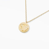97919, GOLD DIPPED, "AQUARIUS" DAINTY CUBIC ZIRCONIA CHARM PENDANT NECKLACE