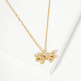 107233, GREATEST GIFT OF ALL DAINTY RIBBON BOW PAVE CUBIC ZIRCONIA NECKLACE
