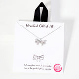 107233, GREATEST GIFT OF ALL DAINTY RIBBON BOW PAVE CUBIC ZIRCONIA NECKLACE