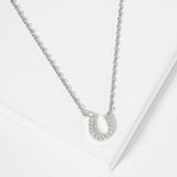 107242, LUCKY BLESSING DAINTY HORSESHOE PAVE CUBIC ZIRCONIA NECKLACE