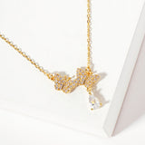 107232, BEST SELF DAINTY DOUBLE BUTTERFLY PAVE CUBIC ZIRCONIA NECKLACE