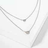109346, FLOWER BUD DAINTY CUBIC ZIRCONIA ACCENT DOUBLE LAYERED NECKLACE