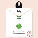 90317, "LUCKY" GOLD DIPPED, A FOUR LEAF CLOVER DAINTY NECKLACE