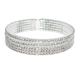 107932, 5 LINE PAVE CRYSTAL RHINESTONE STRETCH CUFF BRACELET