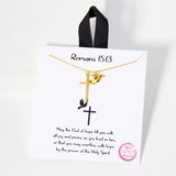 107241, ROMANS 15 13 DAINTY CROSS DOVE CHARM NECKLACE