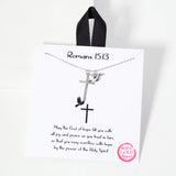 107241, ROMANS 15 13 DAINTY CROSS DOVE CHARM NECKLACE