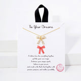 107423, TIE YOUR DREAMS DAINTY BOW PAVE CUBIC ZIRCONIA PENDANT NECKLACE
