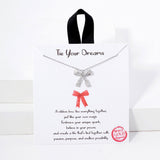 107423, TIE YOUR DREAMS DAINTY BOW PAVE CUBIC ZIRCONIA PENDANT NECKLACE