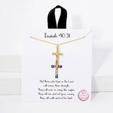 107421, ISAIAH 40 31 HAMMERED CROSS PENDANT NECKLACE