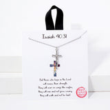 107421, ISAIAH 40 31 HAMMERED CROSS PENDANT NECKLACE