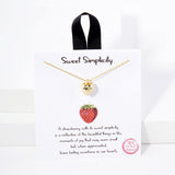 107416, SWEET SIMPLICITY DAINTY STRAWBERRY PENDANT NECKLACE