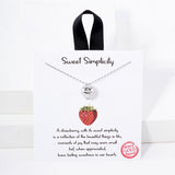 107416, SWEET SIMPLICITY DAINTY STRAWBERRY PENDANT NECKLACE