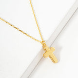 107420, QUIET STRENGTH CUBIC ZIRCONIA ACCENT DAINTY CROSS PENDANT NECKLACE