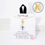 107420, QUIET STRENGTH CUBIC ZIRCONIA ACCENT DAINTY CROSS PENDANT NECKLACE