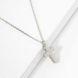 107420, QUIET STRENGTH CUBIC ZIRCONIA ACCENT DAINTY CROSS PENDANT NECKLACE