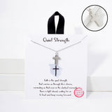107420, QUIET STRENGTH CUBIC ZIRCONIA ACCENT DAINTY CROSS PENDANT NECKLACE