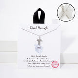Quiet Strength Cubic Zirconia Accent Dainty Cross Pendant Necklace - view 3