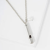 107427, WHISTLE FRESHWATER PEARL CHARM SAFETY WHISTLE PENDANT NECKLACE