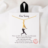 108652, ONE SWING BASEBALL BAT DAINTY CUBIC ZIRCONIA ACCENT PENDANT NECKLACE