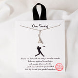 108652, ONE SWING BASEBALL BAT DAINTY CUBIC ZIRCONIA ACCENT PENDANT NECKLACE