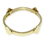 107381, HAMMERED CLOVER ACCENT DESIGNER INSPIRED STRETCH BRACELET